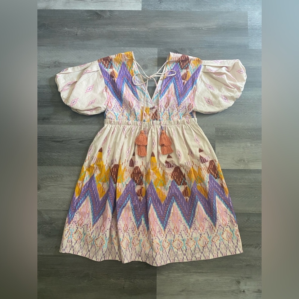 Anthropologie Not So Serious Dress Share Abstract Mini Tassel XS - Picture 4 of 12